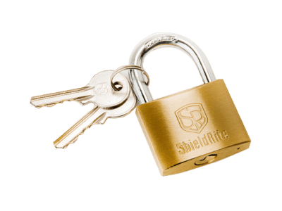 Brass lock used at select facilities at Vaultra Storage