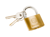 Brass lock used at select facilities at Vaultra Storage